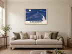 Glastonbury Tor Poster at A1, in a natural wood frame, in a sitting room