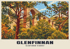 Glenfinnan Viaduct poster in the Retro Railway style