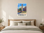Goole Clock Tower Poster at A1, as a poster, above a bed