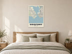 Gosport Street Map Poster at A1, as a poster, above a bed