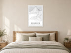 Gourock Town Centre Street Map Poster at A1, as a poster, above a bed