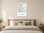 Granada City Centre Street Map Poster at A1, as a poster, above a bed