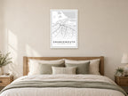 Grangemouth Town Centre Street Map Poster at A1, as a poster, above a bed