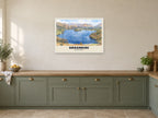Grasmere Poster at A1, in a white frame, in a kitchen