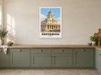 Greenwich Poster — Old Royal Naval College at A1, in a white frame, in a kitchen