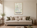 Gunnersbury Heritage Street Map Poster at A1, in a natural wood frame, in a sitting room