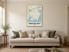 Hampton Bays Street Map Poster at A1, in a natural wood frame, in a sitting room
