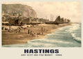 East Cliff and Fish Market, Hastings, 1890s hand-coloured photochrom heritage print