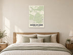 Havering-atte-Bower Heritage Street Map Poster at A1, as a poster, above a bed