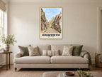 Main Street, Haworth Poster at A1, in a natural wood frame, in a sitting room