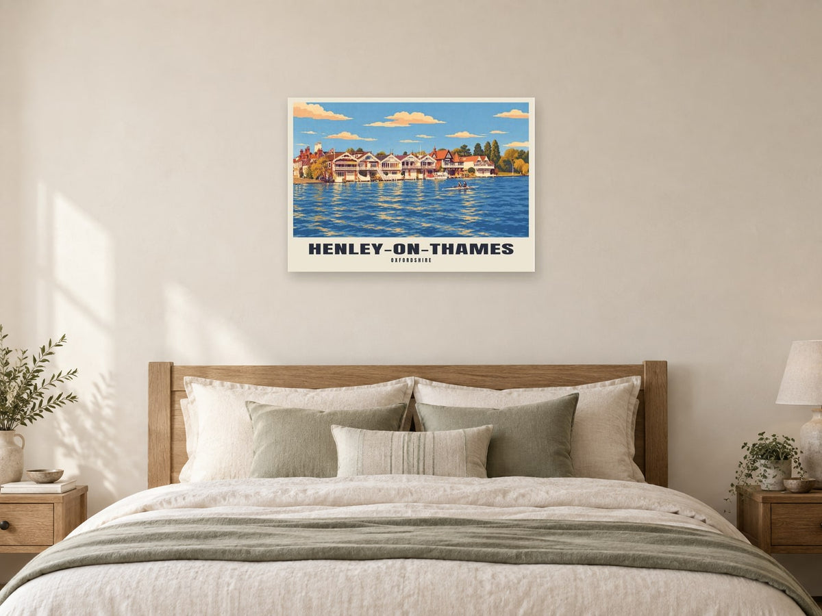 Henley-on-Thames Poster at A1, as a poster, above a bed