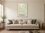 Hensonville Street Map Poster at A1, in a natural wood frame, in a sitting room