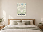 Hersham Street Map Poster at A1, as a poster, above a bed