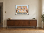 Higham Ferrers Town Hall Poster at A1, in a black frame, above a sideboard