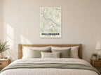 Hillingdon Heritage Street Map Poster at A1, as a poster, above a bed
