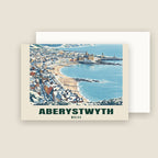 Aberystwyth seafront winter Christmas card with its envelope
