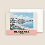 Blakeney Quay winter Christmas card with its envelope