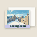Caernarfon Castle winter Christmas card with its envelope