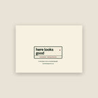 Back of the The Shambles, York Christmas card with the Here Looks Good nameplate
