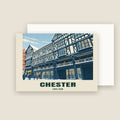 The Rows, Chester winter Christmas card with its envelope