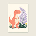 Little T. Rex children’s illustration in green, coral, lilac and yellow