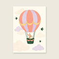Up, Up & Away children’s illustration in green, coral, lilac and yellow