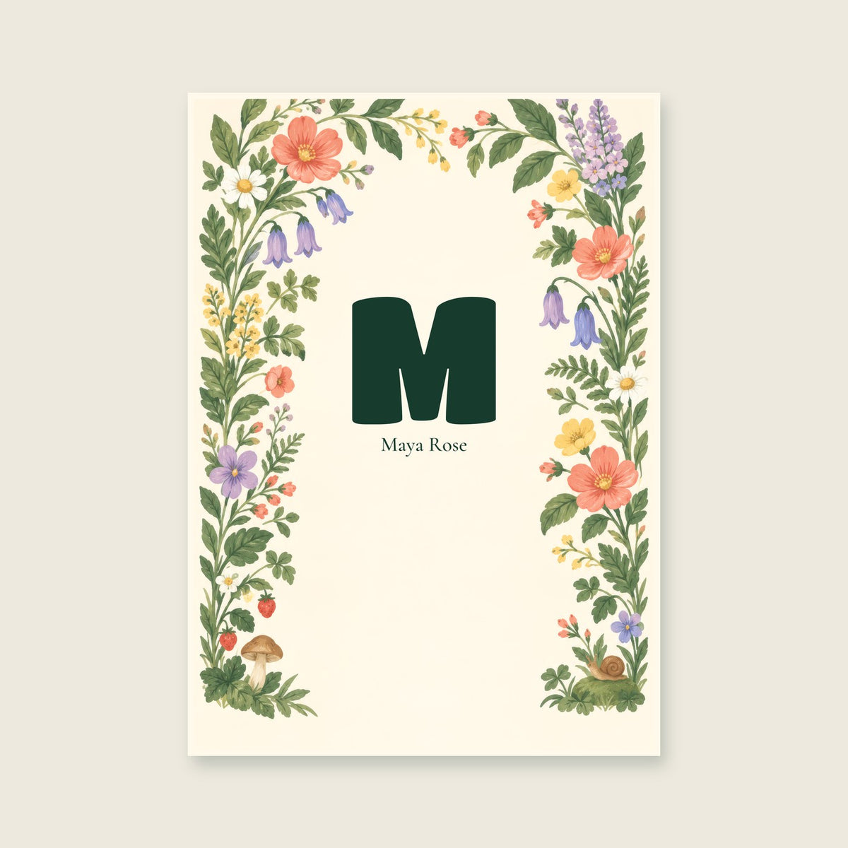 My First Initial personalised print — sample wording; enter your own details