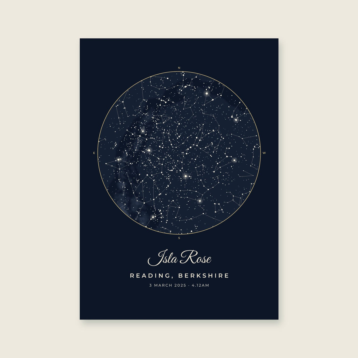 The Night You Arrived personalised map — sample places and wording, enter your own details in the maker