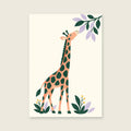 Giraffe in the Garden children’s illustration in green, coral, lilac and yellow