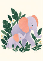 Elephant Parade children’s illustration in green, coral, lilac and yellow — artwork detail
