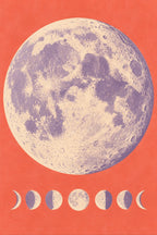 Lunar Rhythm children’s illustration in green, coral, lilac and yellow — artwork detail
