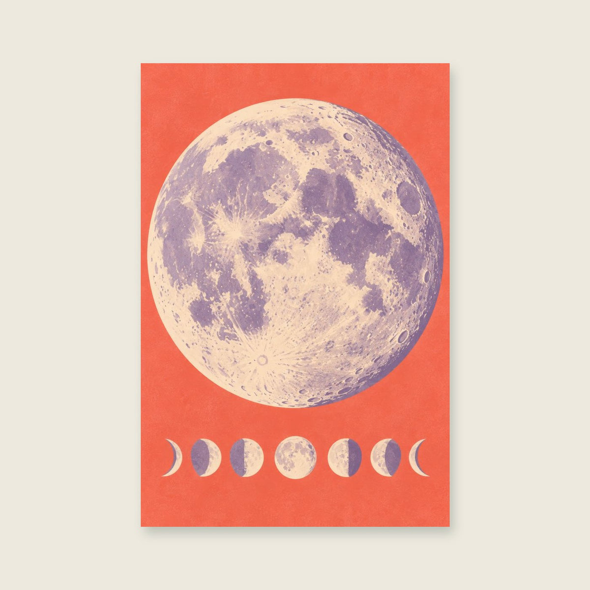 Lunar Rhythm children’s illustration in green, coral, lilac and yellow