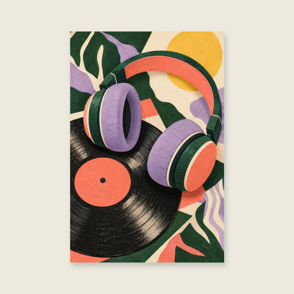 Turn It Up children’s illustration in green, coral, lilac and yellow