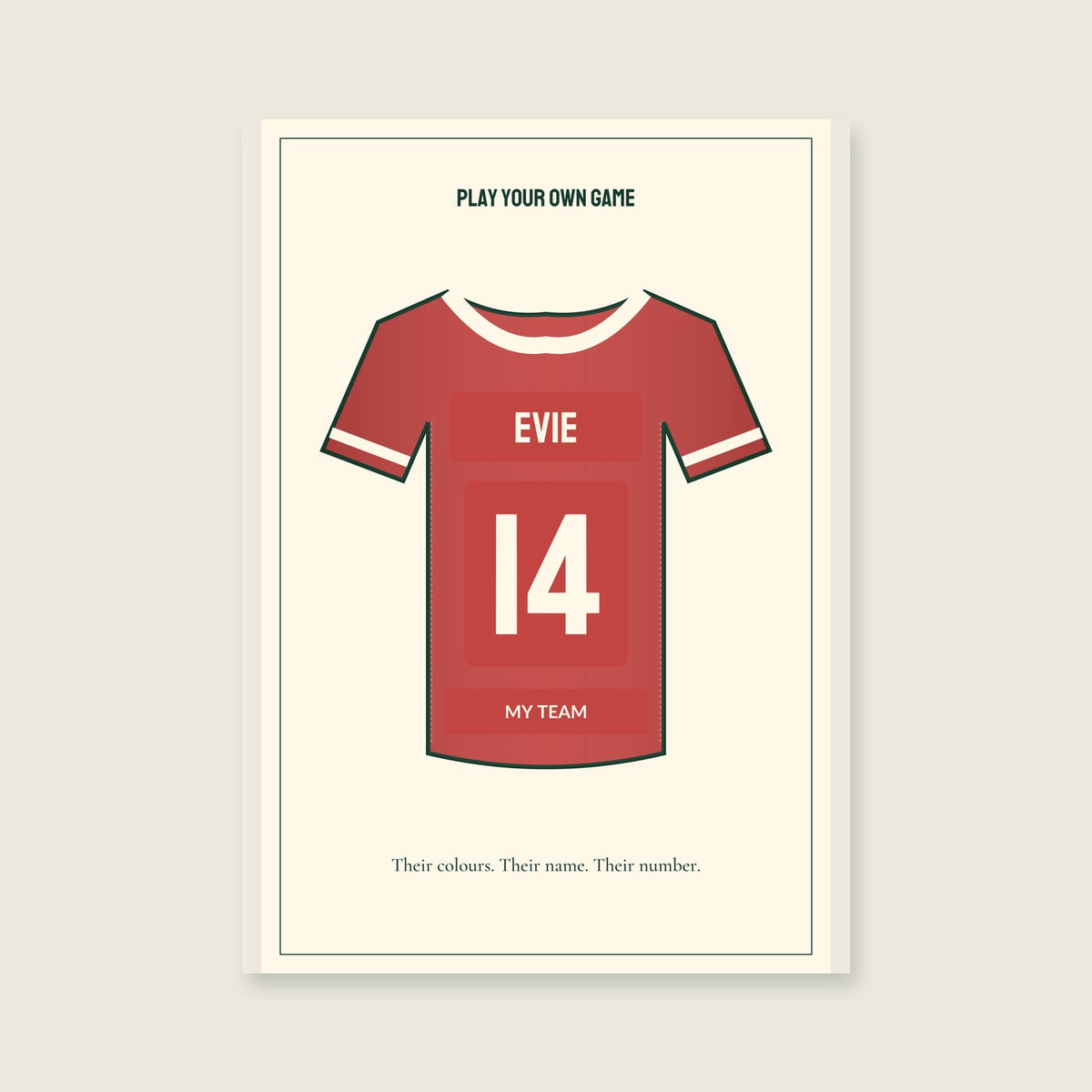 My Football Shirt personalised print — sample wording; enter your own details