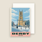 Derby Cathedral winter Christmas card with its envelope