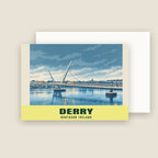 The Peace Bridge, Derry winter Christmas card with its envelope