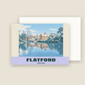 Flatford Mill winter Christmas card with its envelope