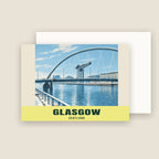 The Clyde Arc, Glasgow winter Christmas card with its envelope