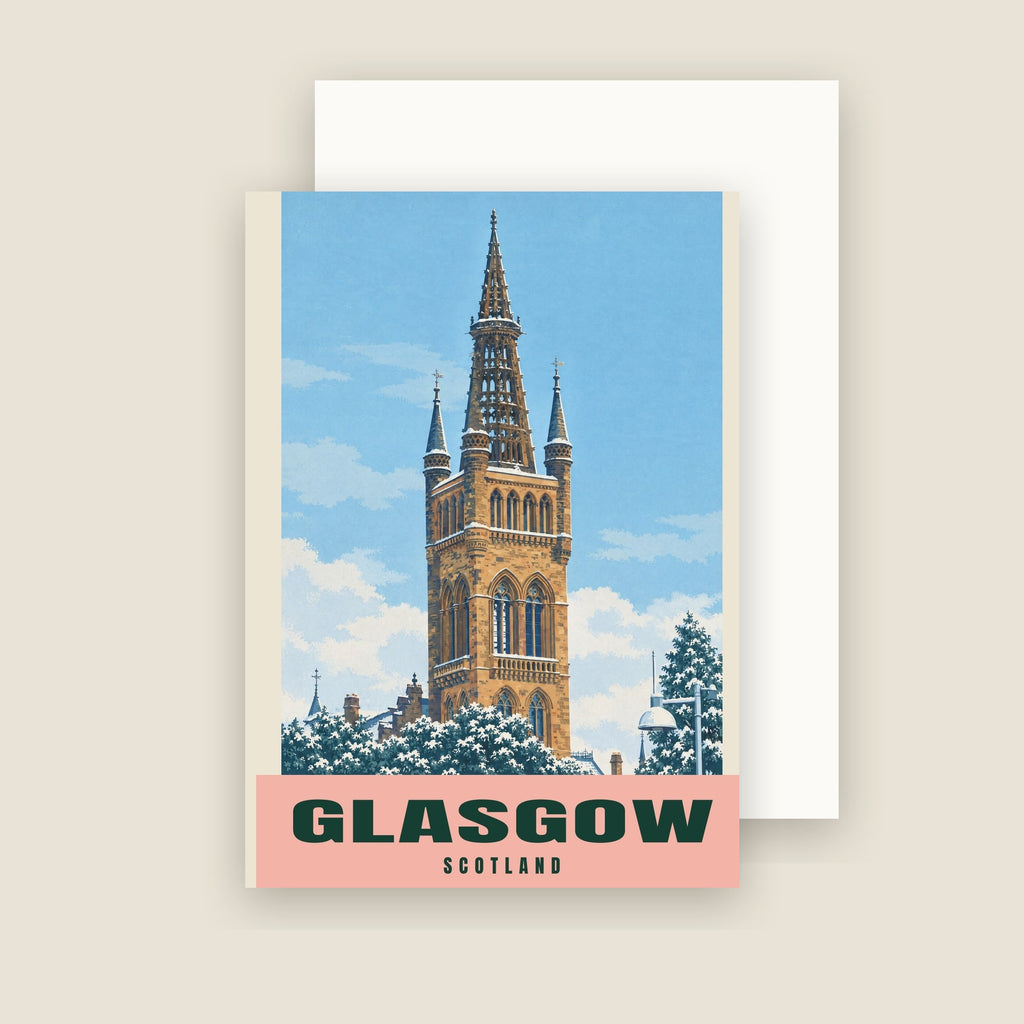 University of Glasgow winter Christmas card with its envelope