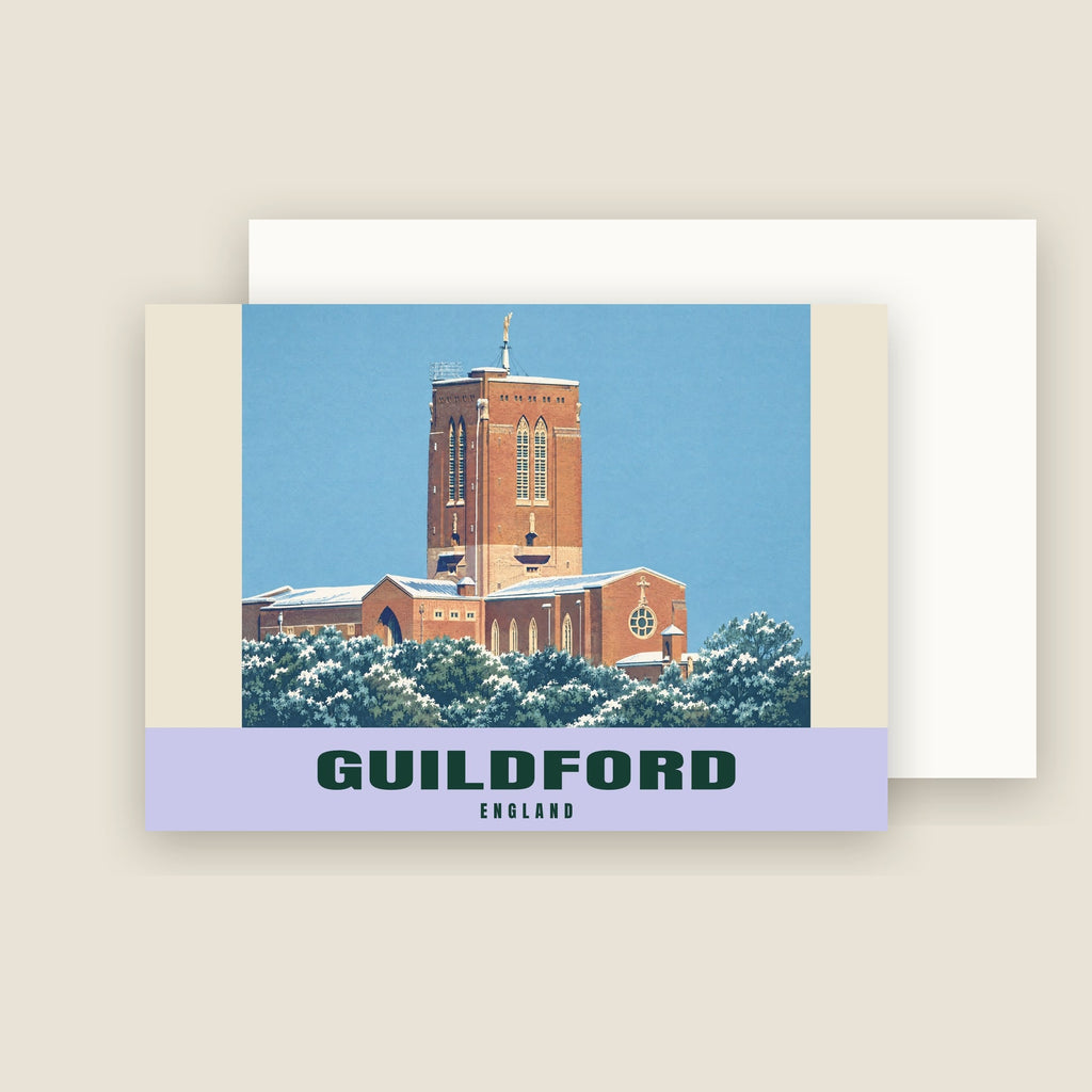 Guildford Cathedral winter Christmas card with its envelope