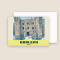 Harlech Castle winter Christmas card with its envelope