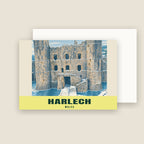 Harlech Castle winter Christmas card with its envelope