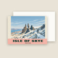 The Old Man of Storr, Isle of Skye winter Christmas card with its envelope