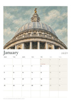 A month page from the London calendar: St Paul's Cathedral, London above January 2027