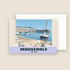 Mousehole Harbour winter Christmas card with its envelope