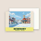Clock Tower, Newbury winter Christmas card with its envelope