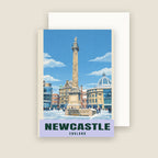 Grey's Monument, Newcastle winter Christmas card with its envelope