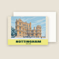 Wollaton Hall, Nottingham winter Christmas card with its envelope