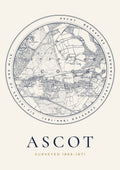 Ascot old Ordnance Survey map print, surveyed 1869–1871, Roundel design