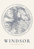 Windsor old Ordnance Survey map print, surveyed 1868–1875, Roundel design